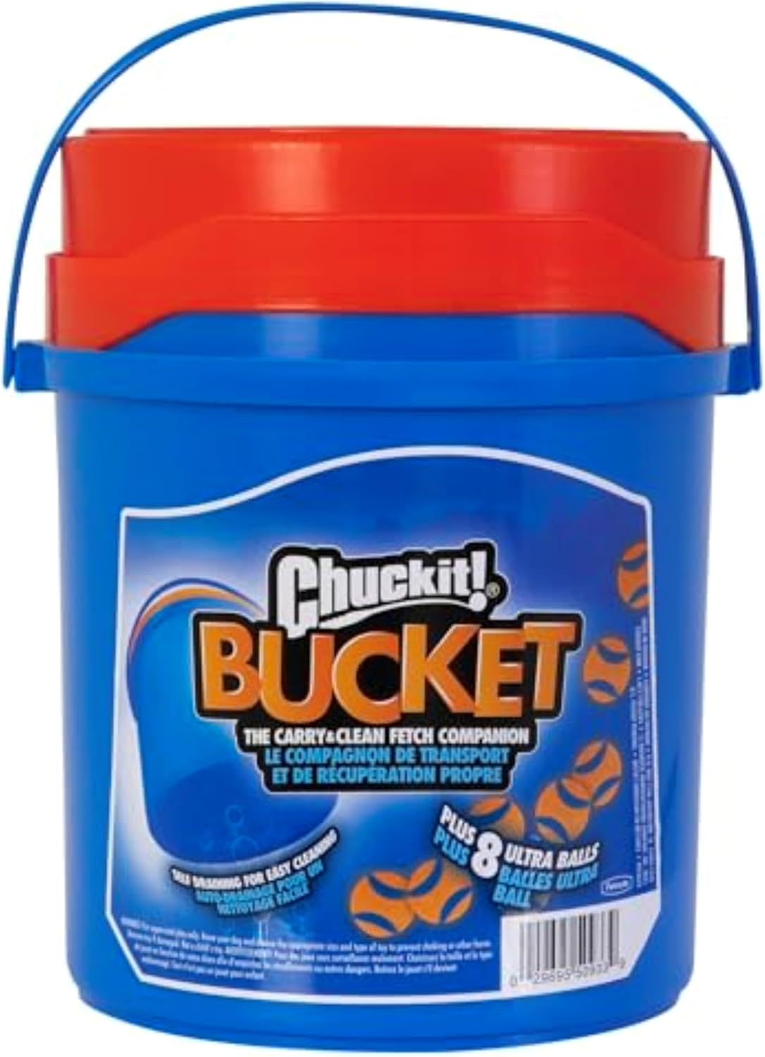 Chuckit Ultra Ball Dog Toy, Medium (2.5" Diameter), Pack of 8 with Chuckit Cleaning Bucket