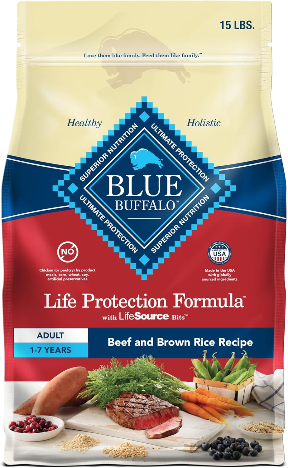 Life Protection Formula Adult Dry Dog Food, Helps Build and Maintain Strong Muscles, Made with Natural Ingredients, Chicken & Brown Rice Recipe, 5-Lb. Bag