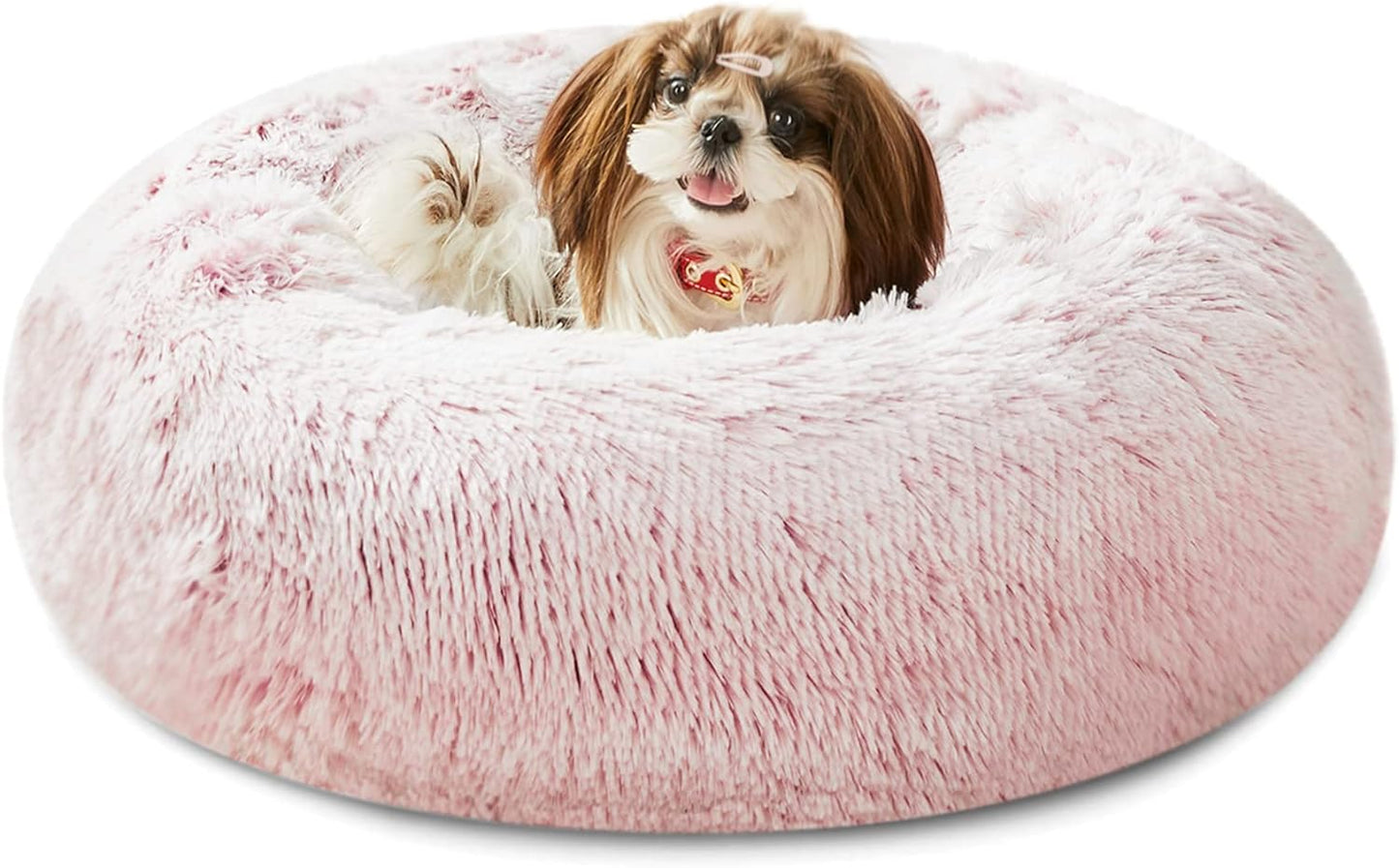 WESTERN HOME WH Calming Dog Bed & Cat Bed, Anti-Anxiety Donut Dog Cuddler Bed, Warming Cozy Soft Dog round Bed, Fluffy Faux Fur Plush Dog Cat Cushion Bed for Small Medium Dogs and Cats