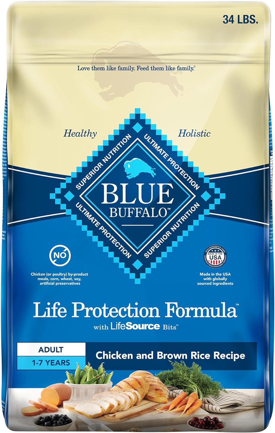 Life Protection Formula Adult Dry Dog Food, Helps Build and Maintain Strong Muscles, Made with Natural Ingredients, Chicken & Brown Rice Recipe, 5-Lb. Bag