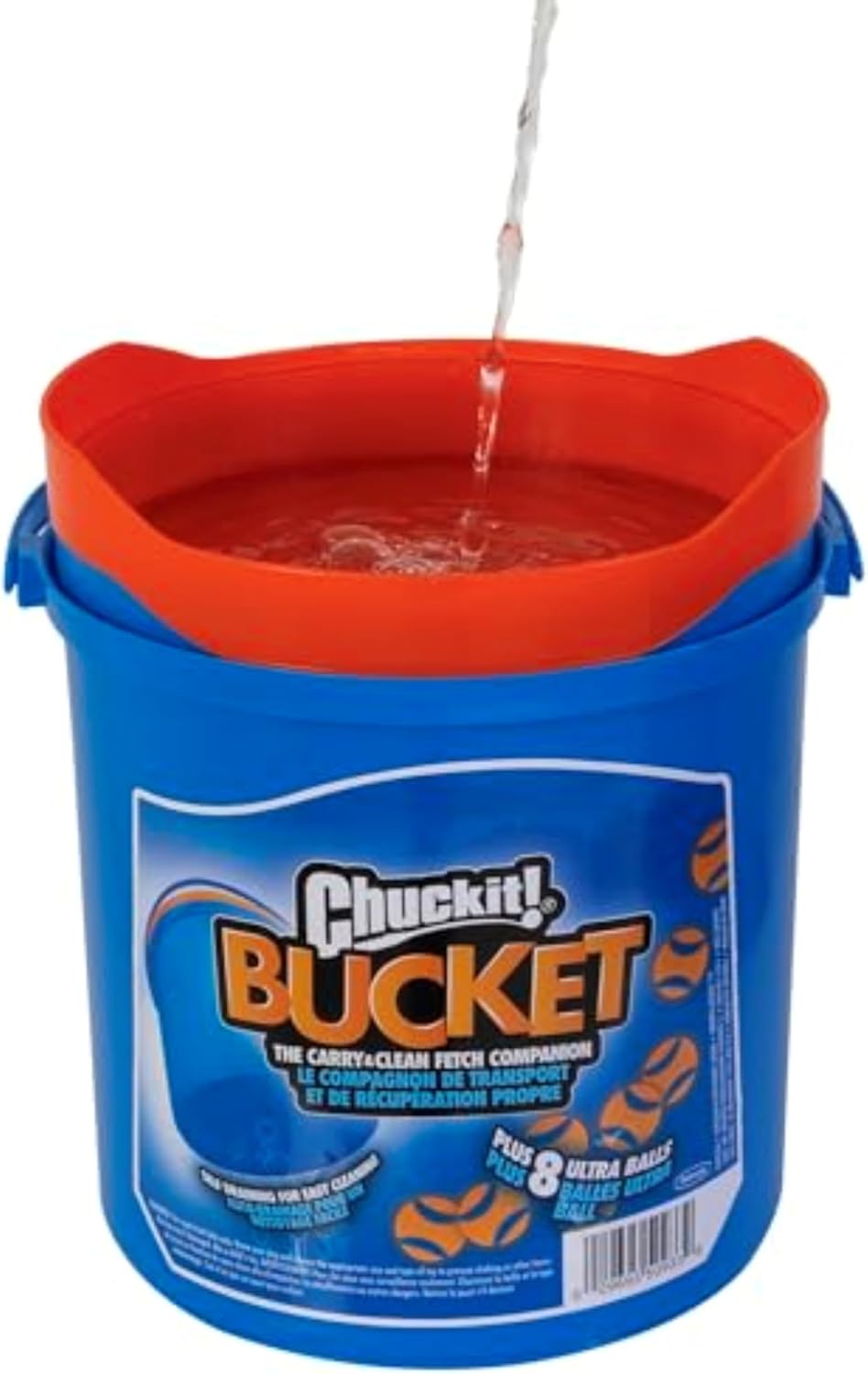 Chuckit Ultra Ball Dog Toy, Medium (2.5" Diameter), Pack of 8 with Chuckit Cleaning Bucket