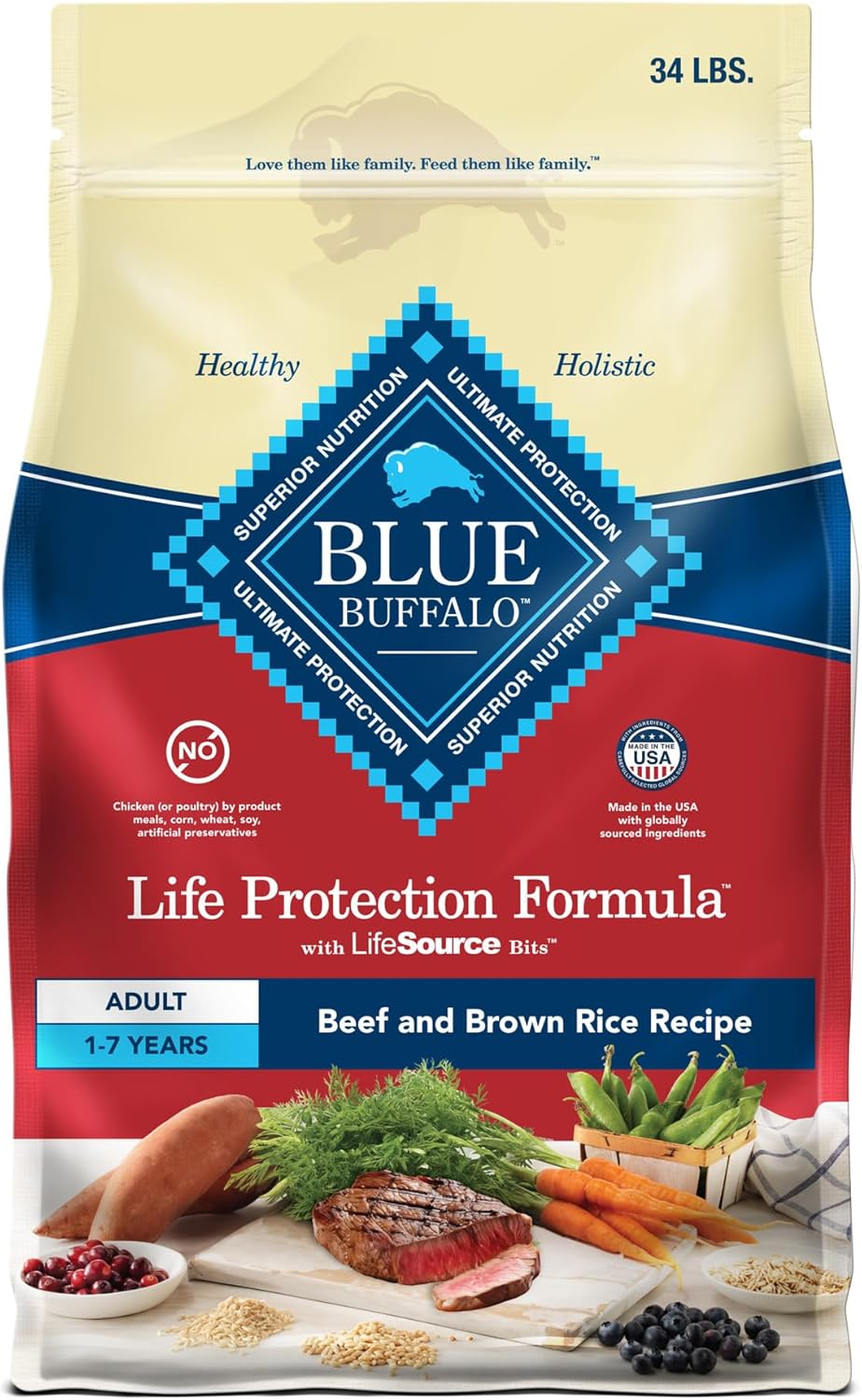 Life Protection Formula Adult Dry Dog Food, Helps Build and Maintain Strong Muscles, Made with Natural Ingredients, Chicken & Brown Rice Recipe, 5-Lb. Bag