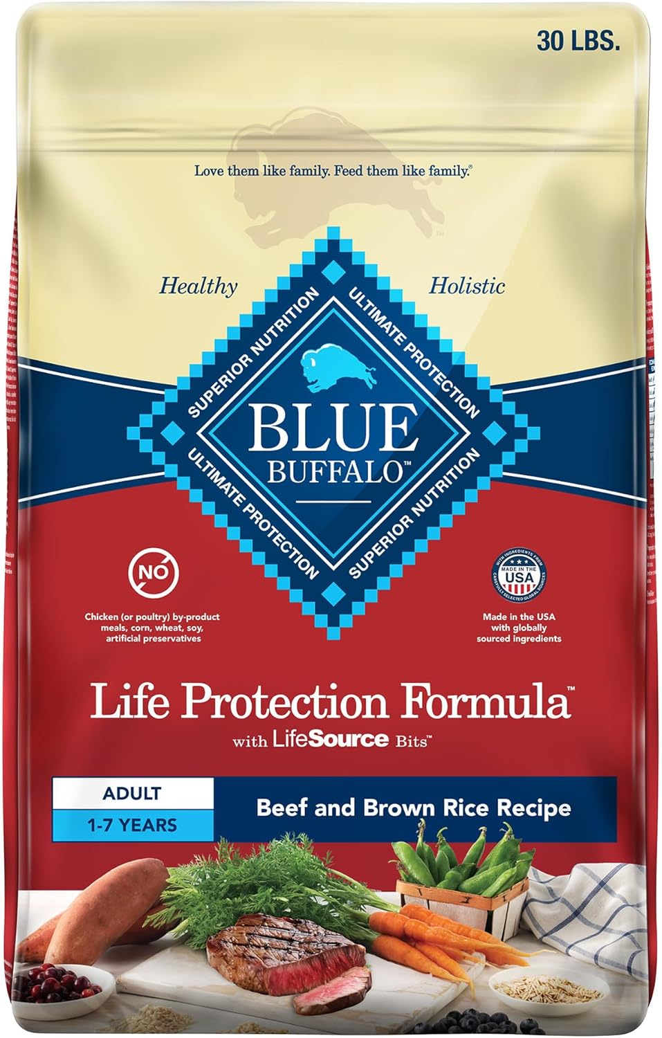 Life Protection Formula Adult Dry Dog Food, Helps Build and Maintain Strong Muscles, Made with Natural Ingredients, Chicken & Brown Rice Recipe, 5-Lb. Bag