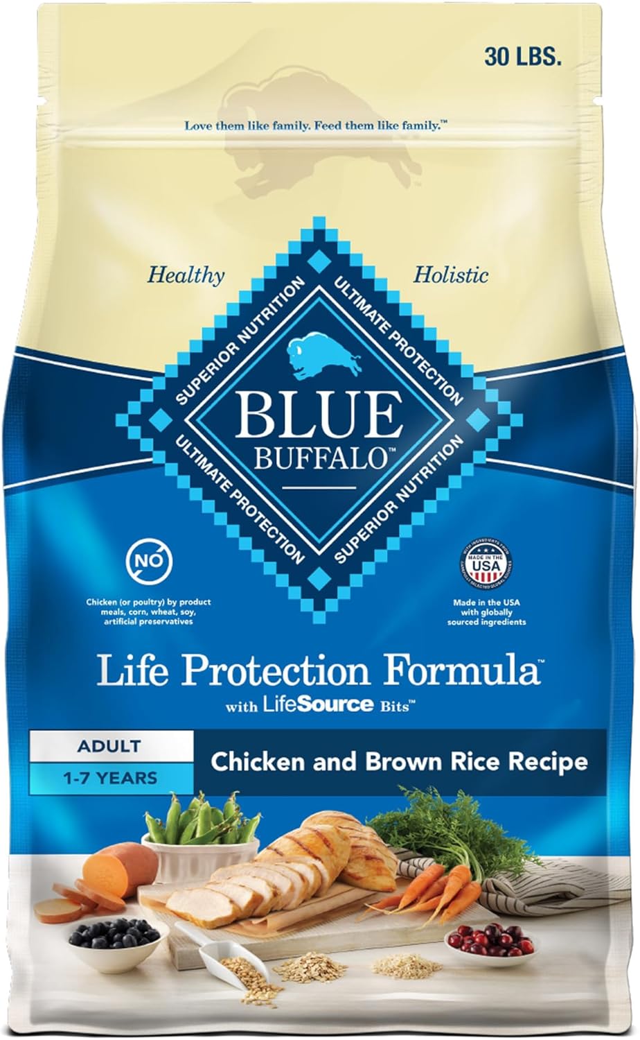 Life Protection Formula Adult Dry Dog Food, Helps Build and Maintain Strong Muscles, Made with Natural Ingredients, Chicken & Brown Rice Recipe, 5-Lb. Bag