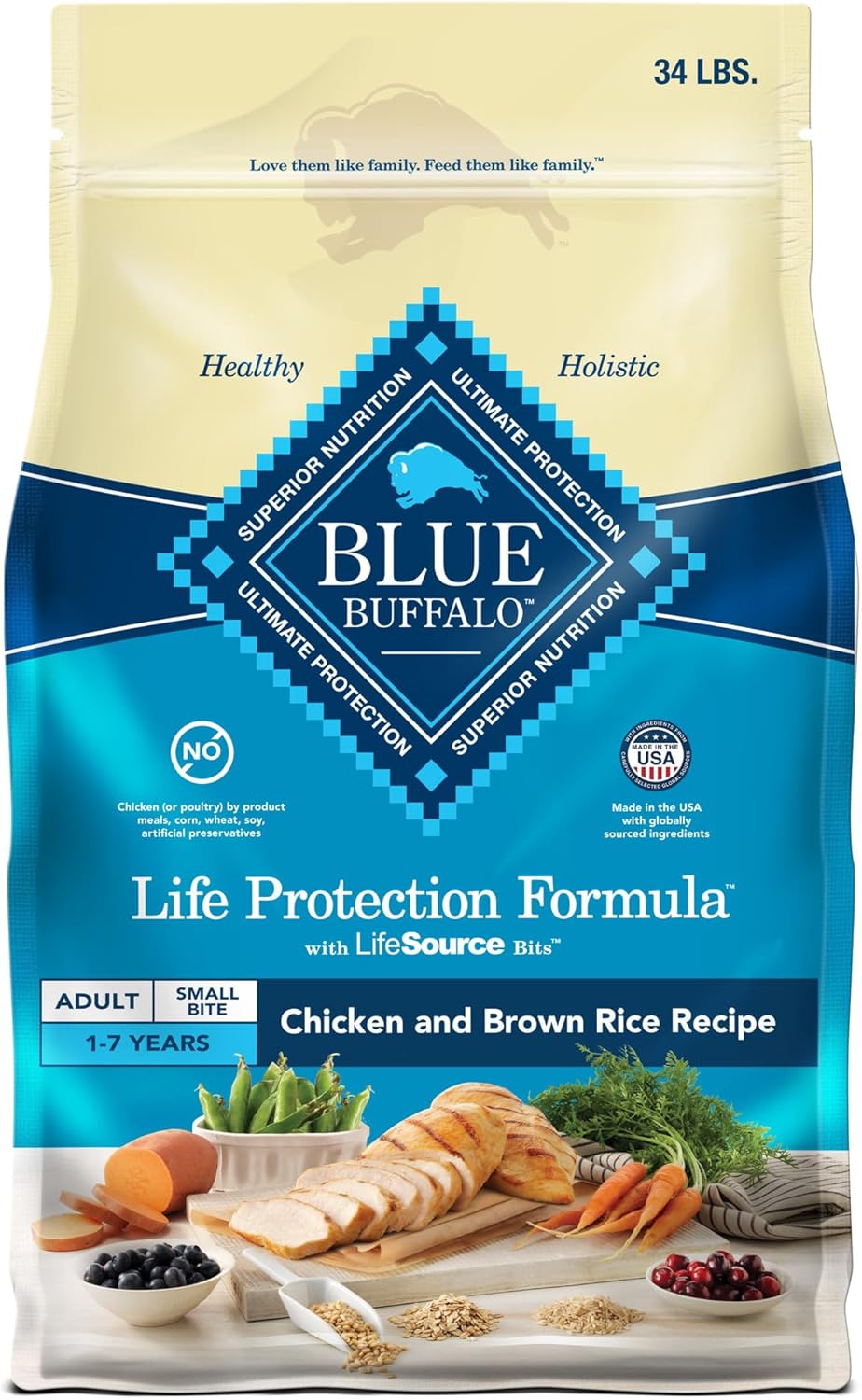 Life Protection Formula Adult Dry Dog Food, Helps Build and Maintain Strong Muscles, Made with Natural Ingredients, Chicken & Brown Rice Recipe, 5-Lb. Bag