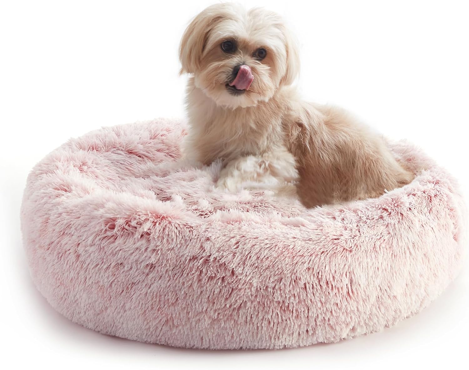 WESTERN HOME WH Calming Dog Bed & Cat Bed, Anti-Anxiety Donut Dog Cuddler Bed, Warming Cozy Soft Dog round Bed, Fluffy Faux Fur Plush Dog Cat Cushion Bed for Small Medium Dogs and Cats