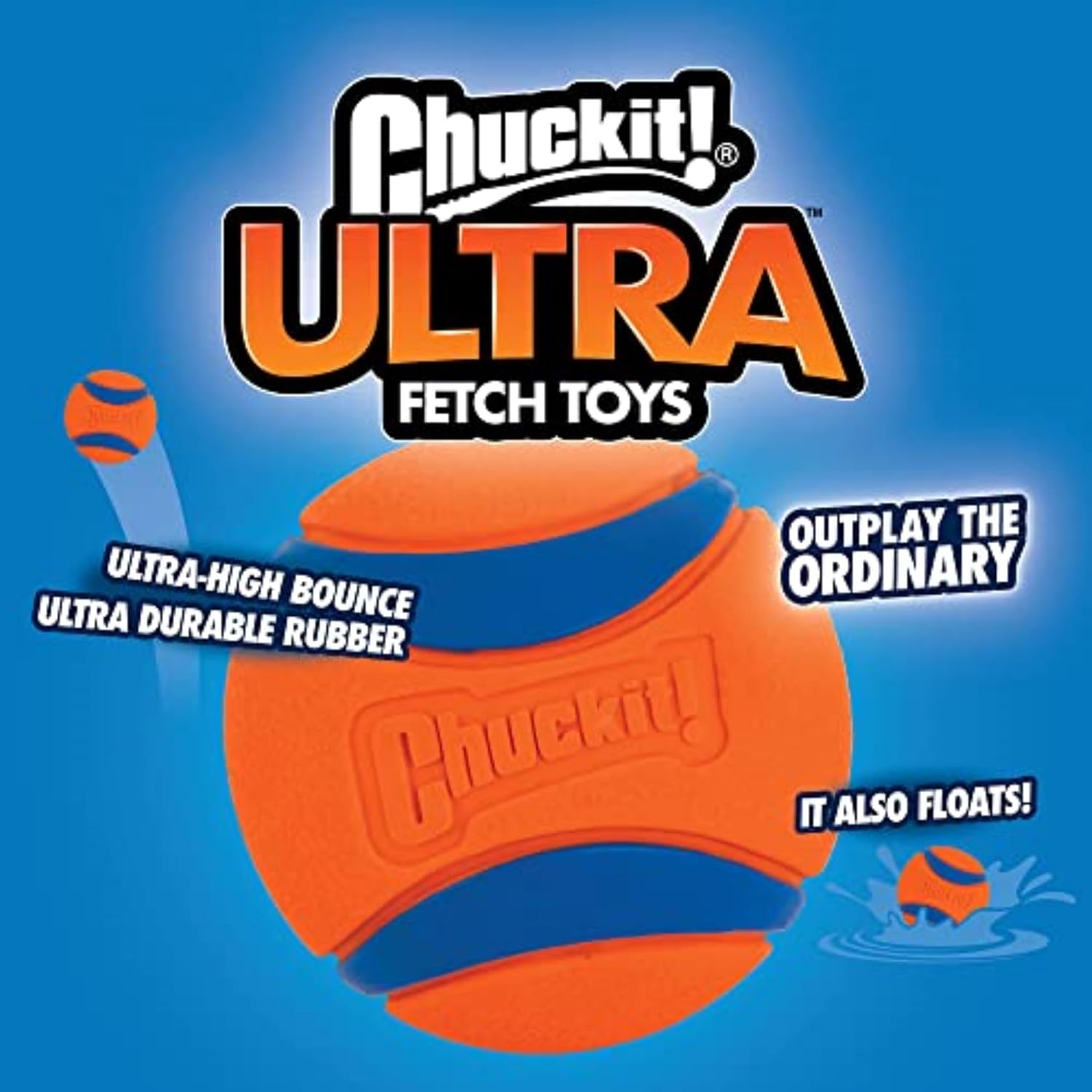 Chuckit Ultra Ball Dog Toy, Medium (2.5" Diameter), Pack of 8 with Chuckit Cleaning Bucket