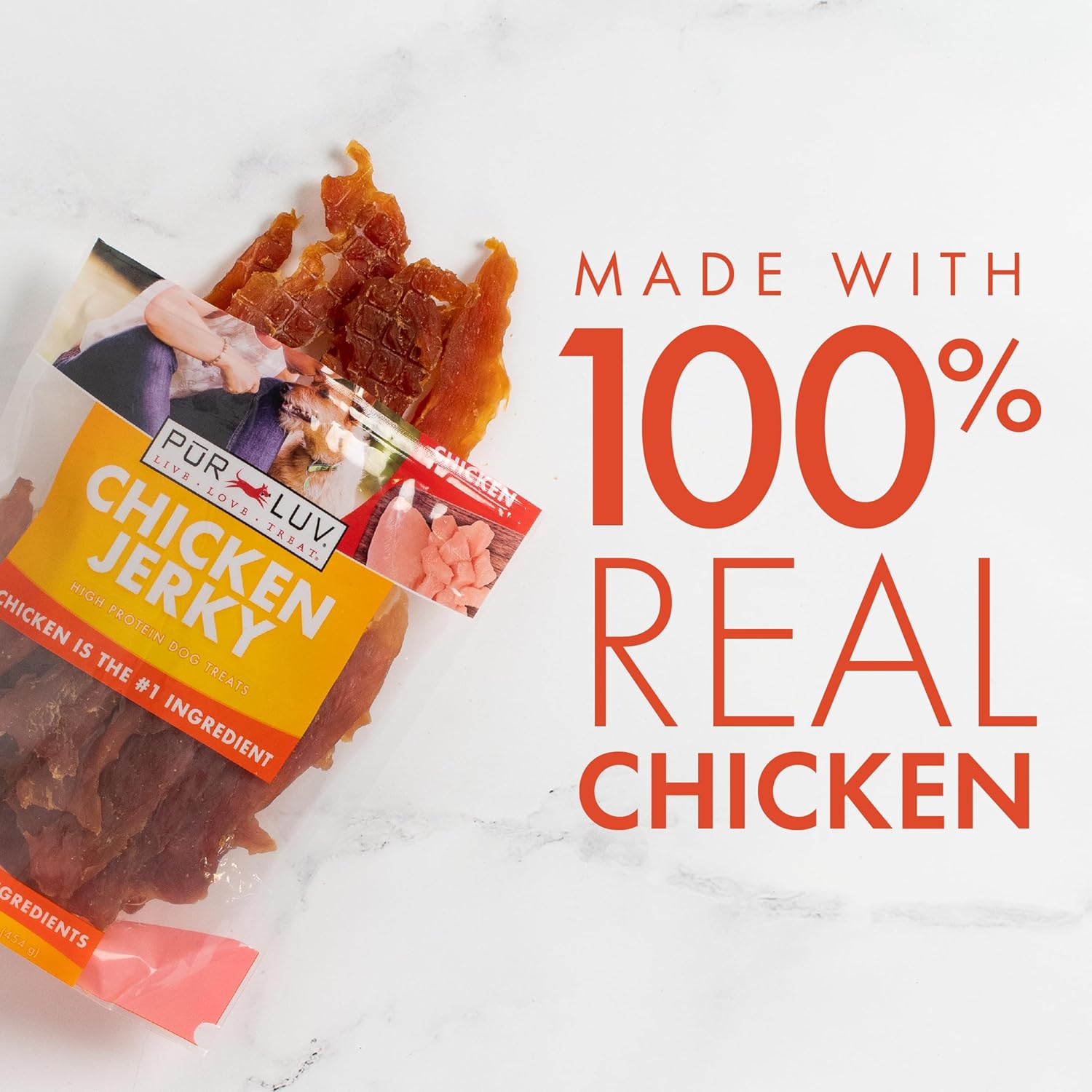 Dog Treats, Chicken Jerky for Dogs, Made with 100% Real Chicken Breast, 16 Ounces, Healthy, Easily Digestible, Long-Lasting, High Protein Dog Treat, Satisfies Dog'S Urge to Chew