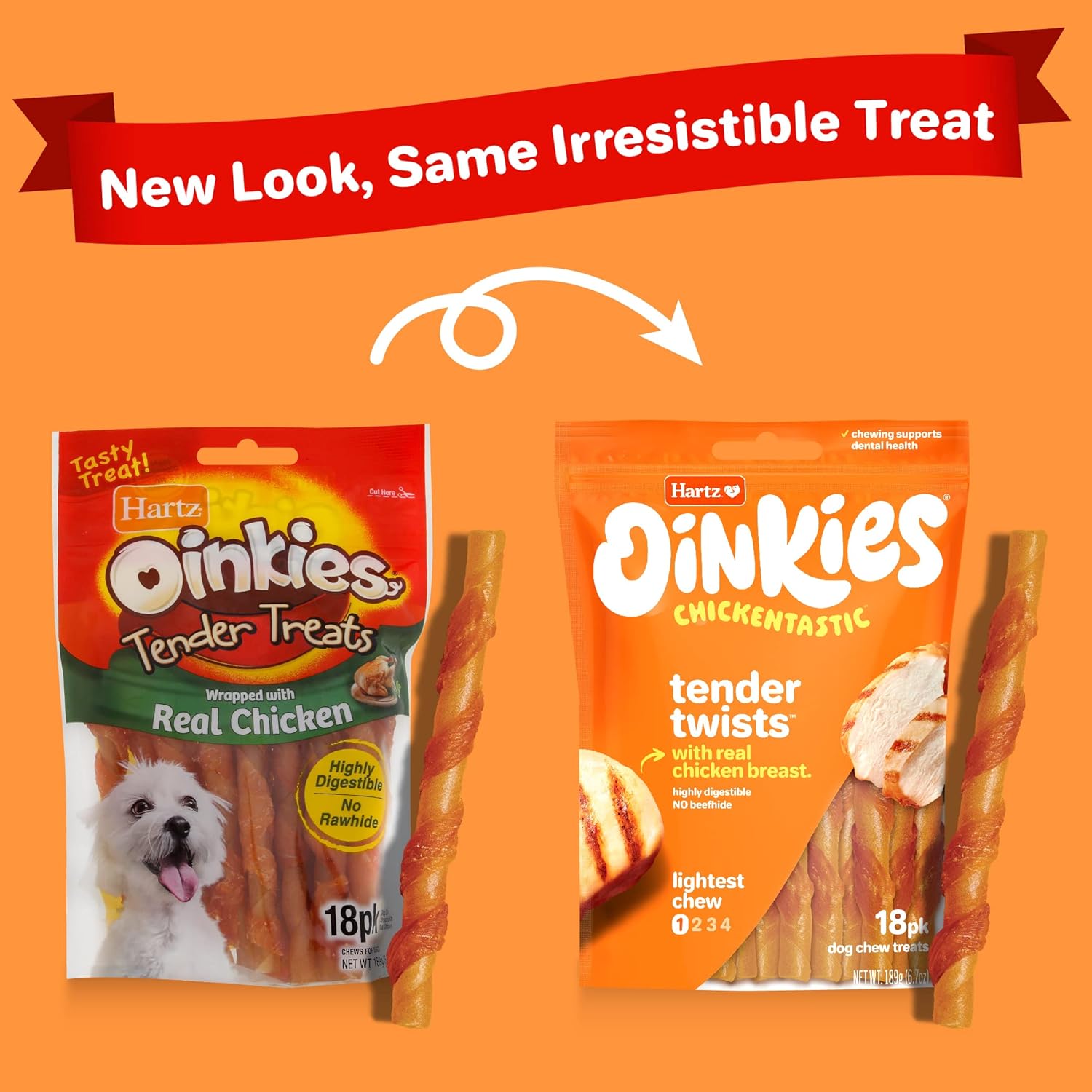 Oinkies Rawhide-Free Tender Treats Wrapped with Chicken Dog Treats Chews, Highly Digestible, No Artificial Flavors, Perfect for Smaller and Senior Dogs