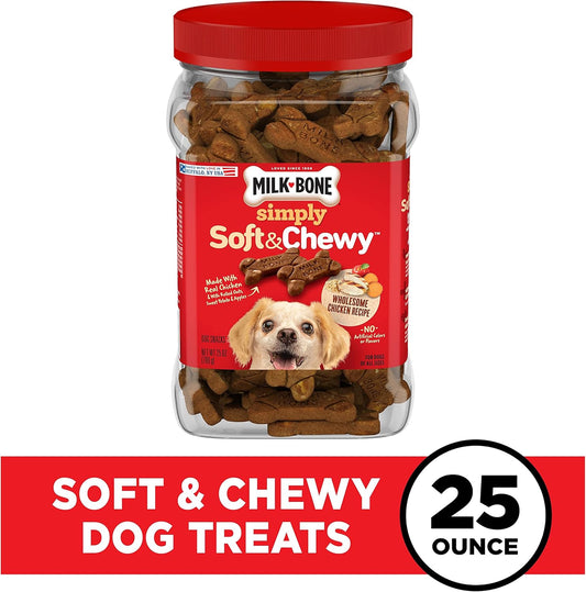 Simply Soft & Chewy Dog Treats, Wholesome Chicken Recipe, 25 Ounce Made with Real Chicken, Rolled Oats, Sweet Potato & Apples