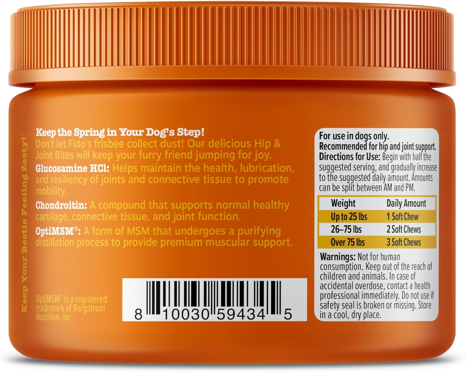 Hip and Joint Supplement for Dogs - Glucosamine for Dog Joint Supplement - with Chondroitin, MSM, Vitamins C and E for Dog Joint Relief - Mobility Bites Bacon – 50 Count