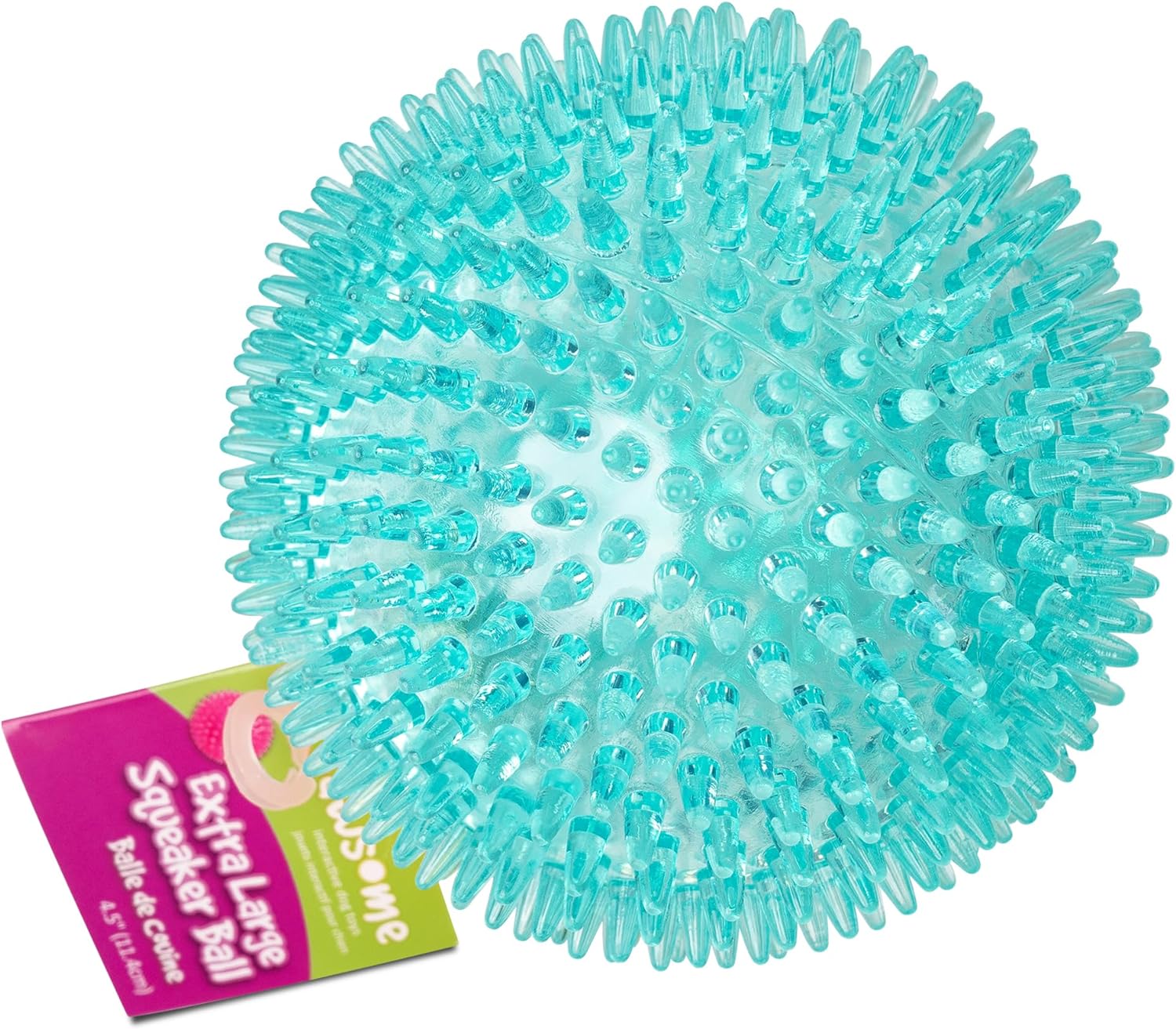 Spiky Squeaker Ball Dog Toy - Extra Large, Dental and Gum Health Benefits, Assorted Colors, 4.5"