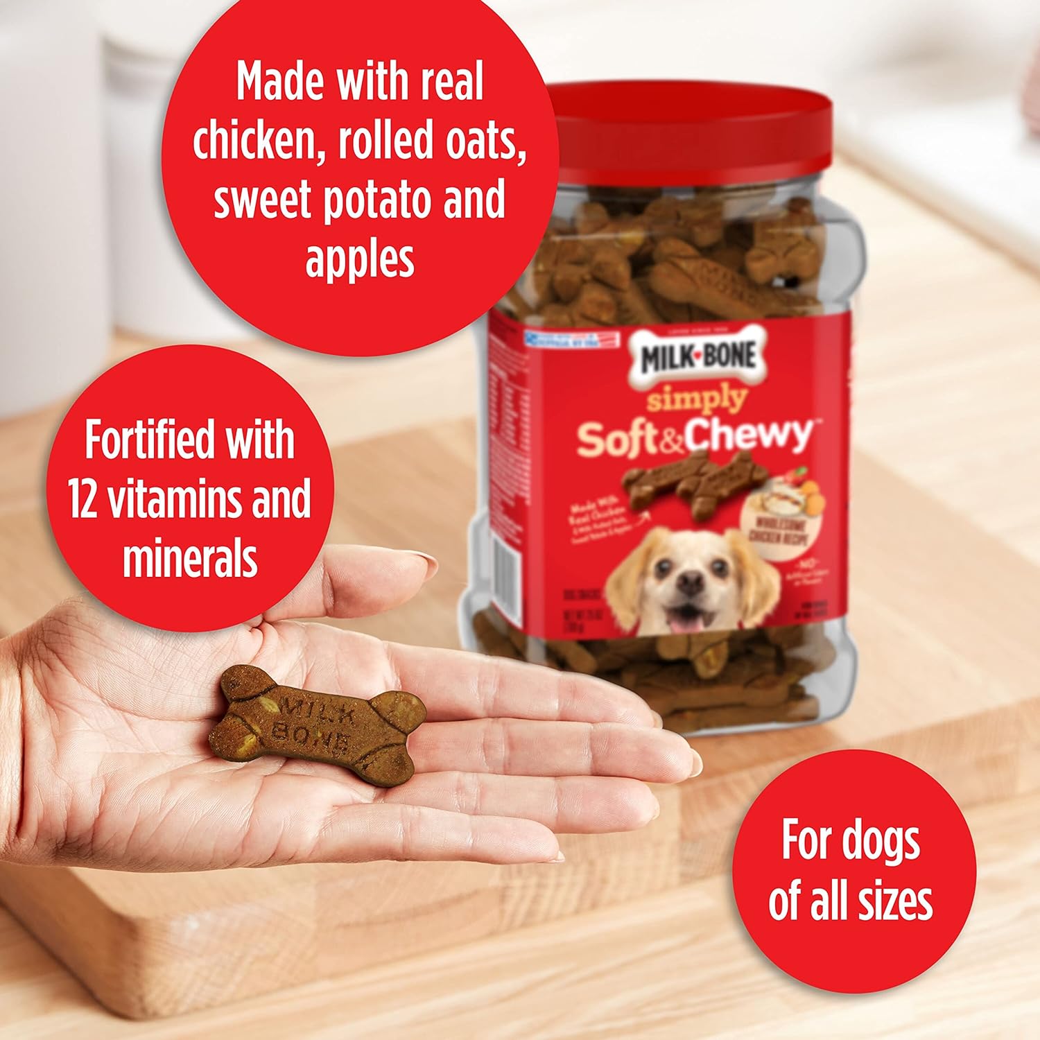 Simply Soft & Chewy Dog Treats, Wholesome Chicken Recipe, 25 Ounce Made with Real Chicken, Rolled Oats, Sweet Potato & Apples