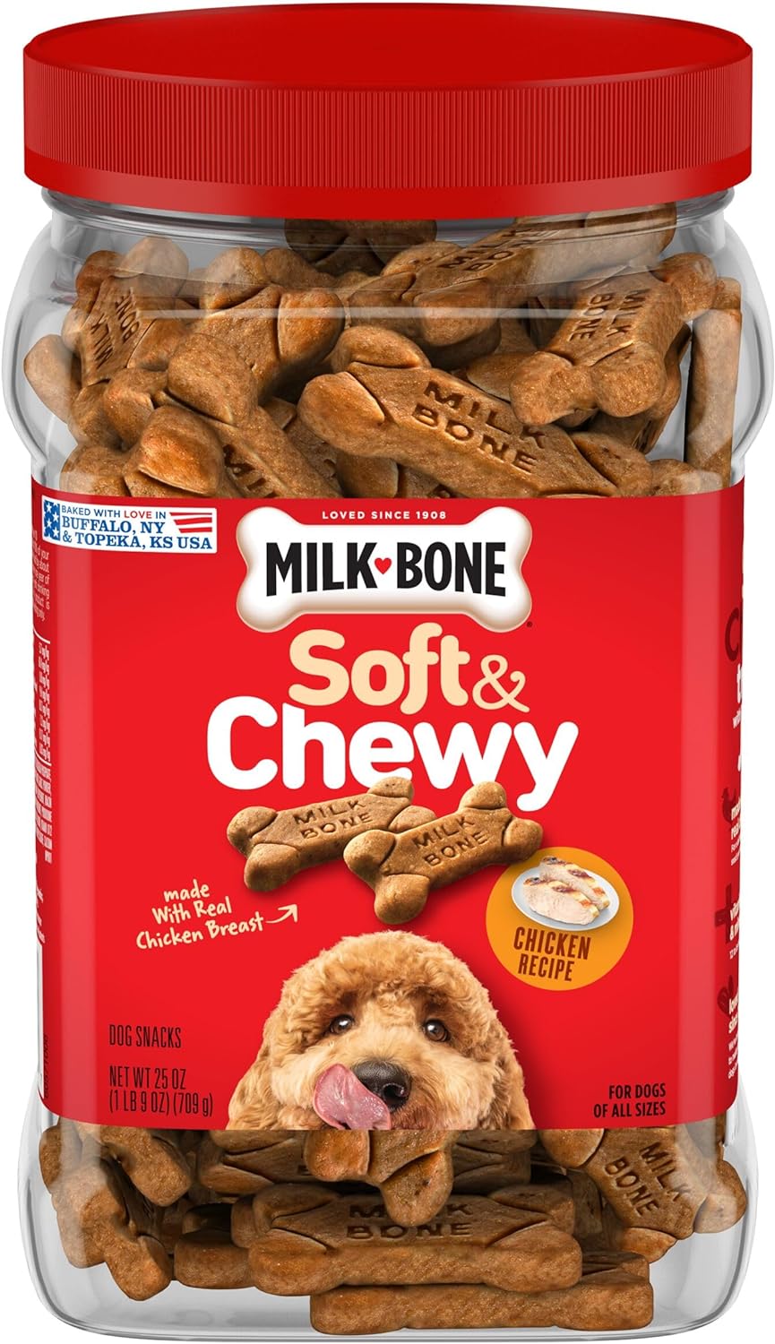 Simply Soft & Chewy Dog Treats, Wholesome Chicken Recipe, 25 Ounce Made with Real Chicken, Rolled Oats, Sweet Potato & Apples