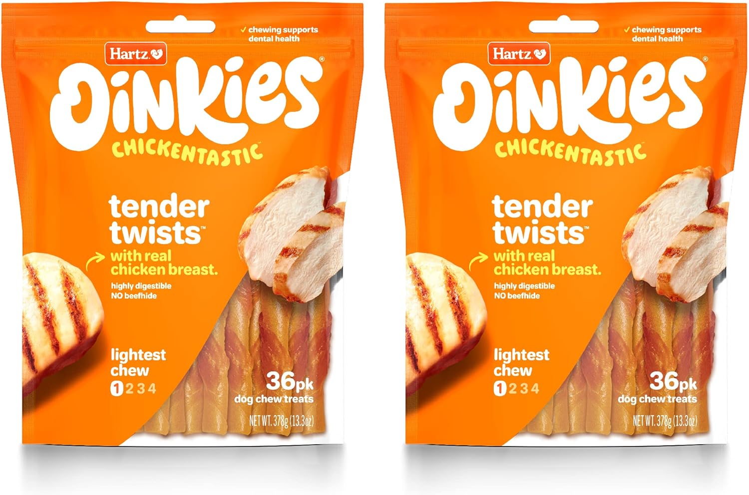 Oinkies Rawhide-Free Tender Treats Wrapped with Chicken Dog Treats Chews, Highly Digestible, No Artificial Flavors, Perfect for Smaller and Senior Dogs