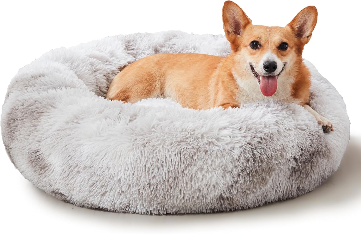 WESTERN HOME WH Calming Dog Bed & Cat Bed, Anti-Anxiety Donut Dog Cuddler Bed, Warming Cozy Soft Dog round Bed, Fluffy Faux Fur Plush Dog Cat Cushion Bed for Small Medium Dogs and Cats