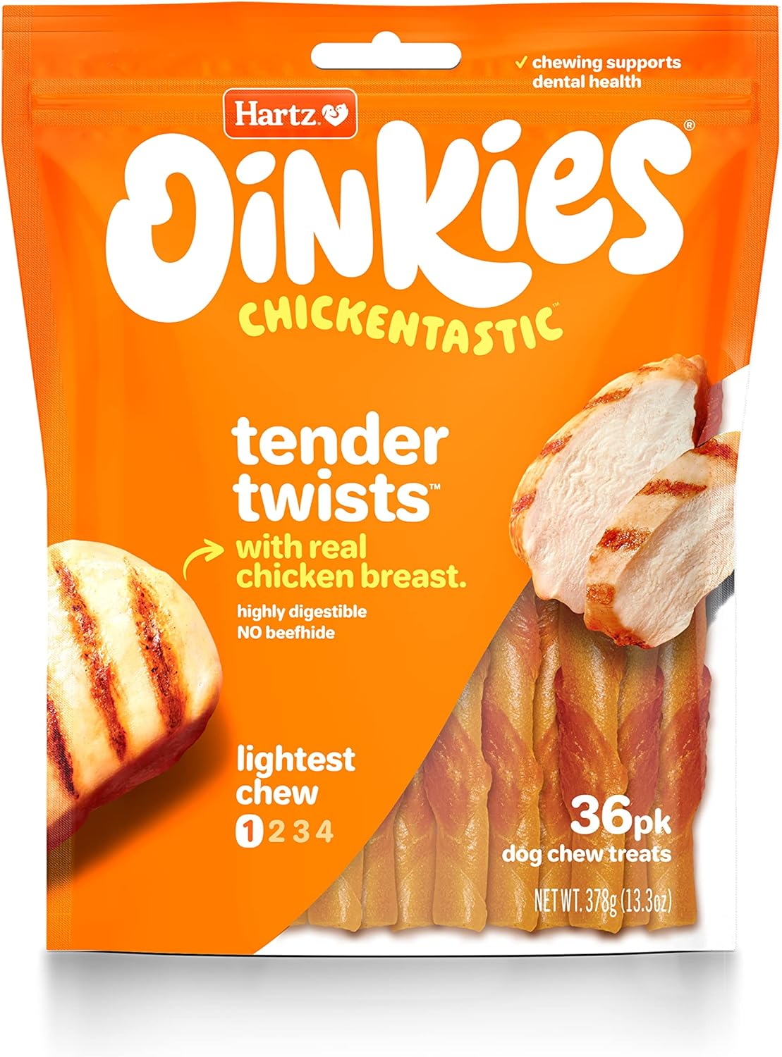 Oinkies Rawhide-Free Tender Treats Wrapped with Chicken Dog Treats Chews, Highly Digestible, No Artificial Flavors, Perfect for Smaller and Senior Dogs