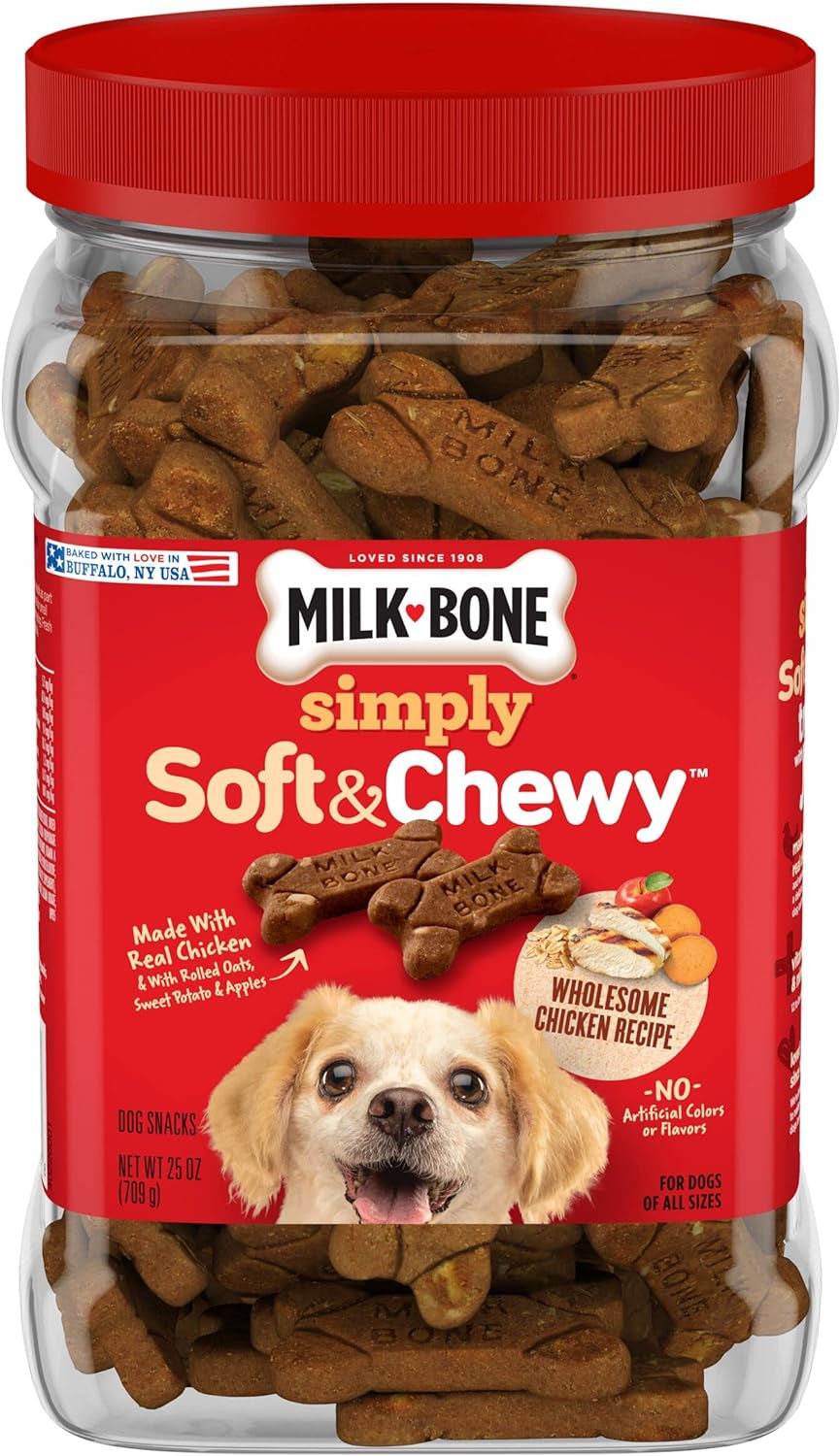 Simply Soft & Chewy Dog Treats, Wholesome Chicken Recipe, 25 Ounce Made with Real Chicken, Rolled Oats, Sweet Potato & Apples